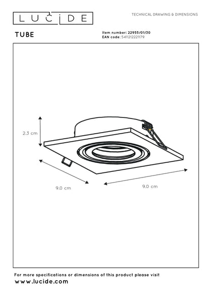 Inbouwspot vierkant zwart