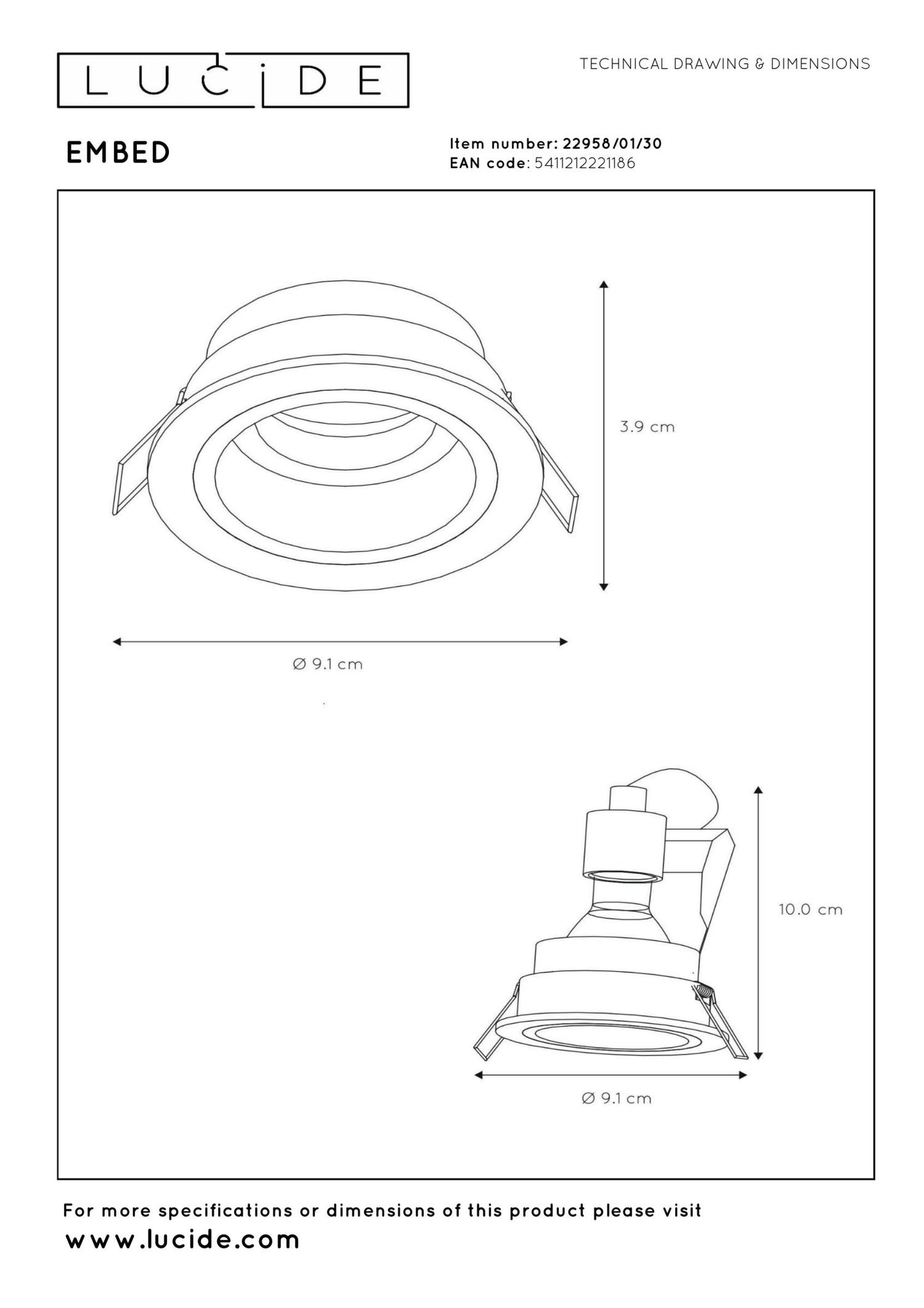 Inbouwspot rond verdiept zwart