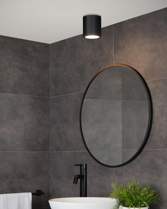 Plafondspot Badkamer/buiten rond zwart