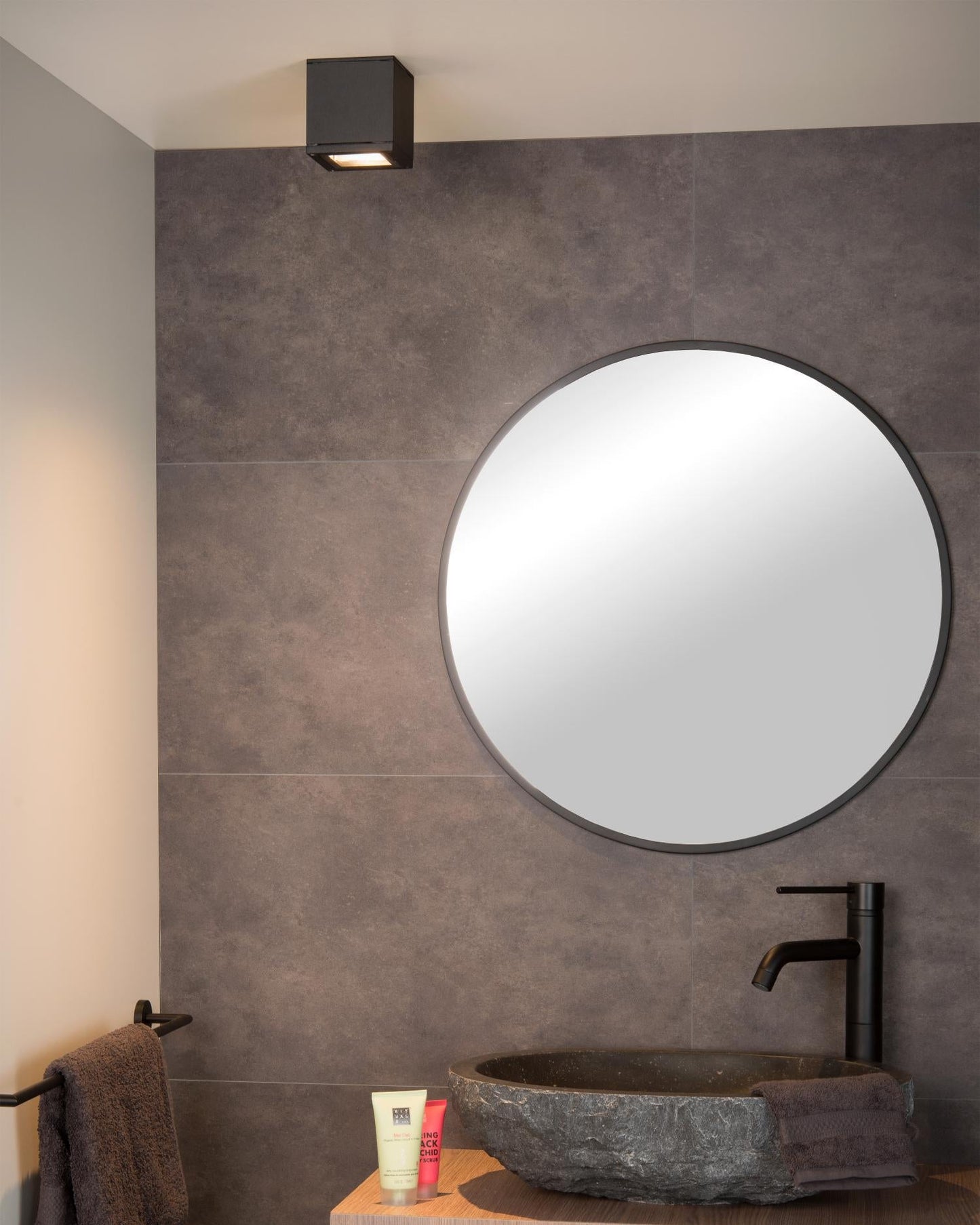 Plafondspot Badkamer/buiten vierkant zwart