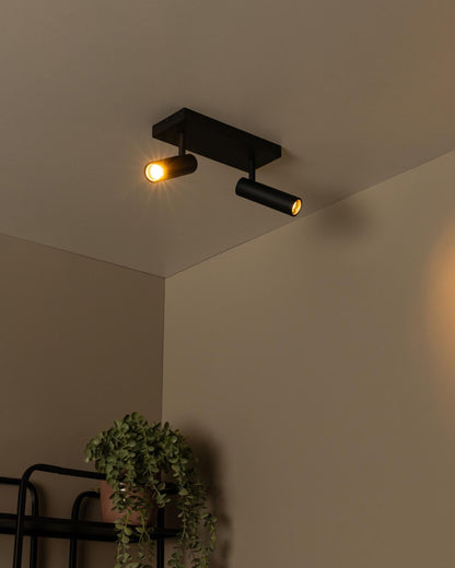 Plafondspot 2xGU10 Zwart