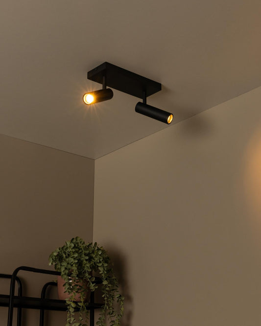 Plafondspot 2xGU10 Zwart