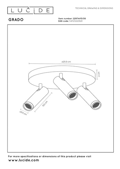 Plafondspot 3xGU10 Zwart