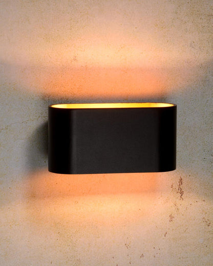 Wandlamp ovaal zwart-goud