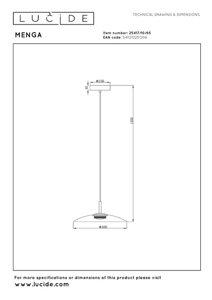 Hanglamp Menga 40cm grijs incl. LED