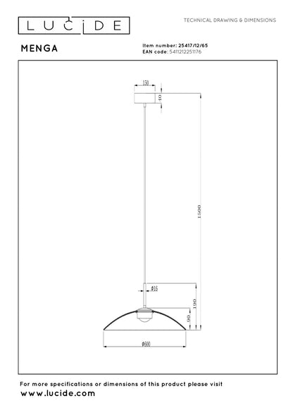 Hanglamp Menga 60cm grijs incl. LED