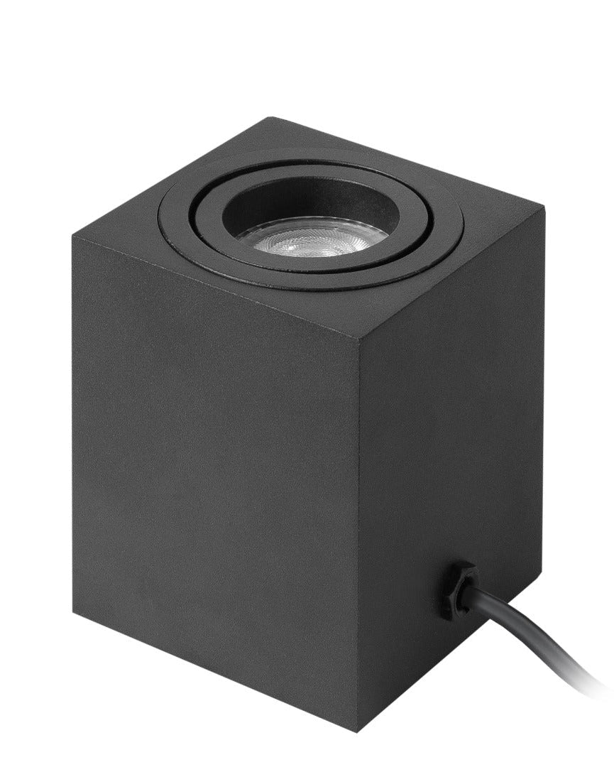 Grondspot zwart vierkant incl. LED 3-standen GU10