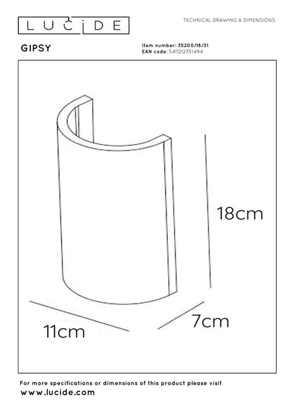 Wandlamp Gipsy overschilderbaar halfrond G9