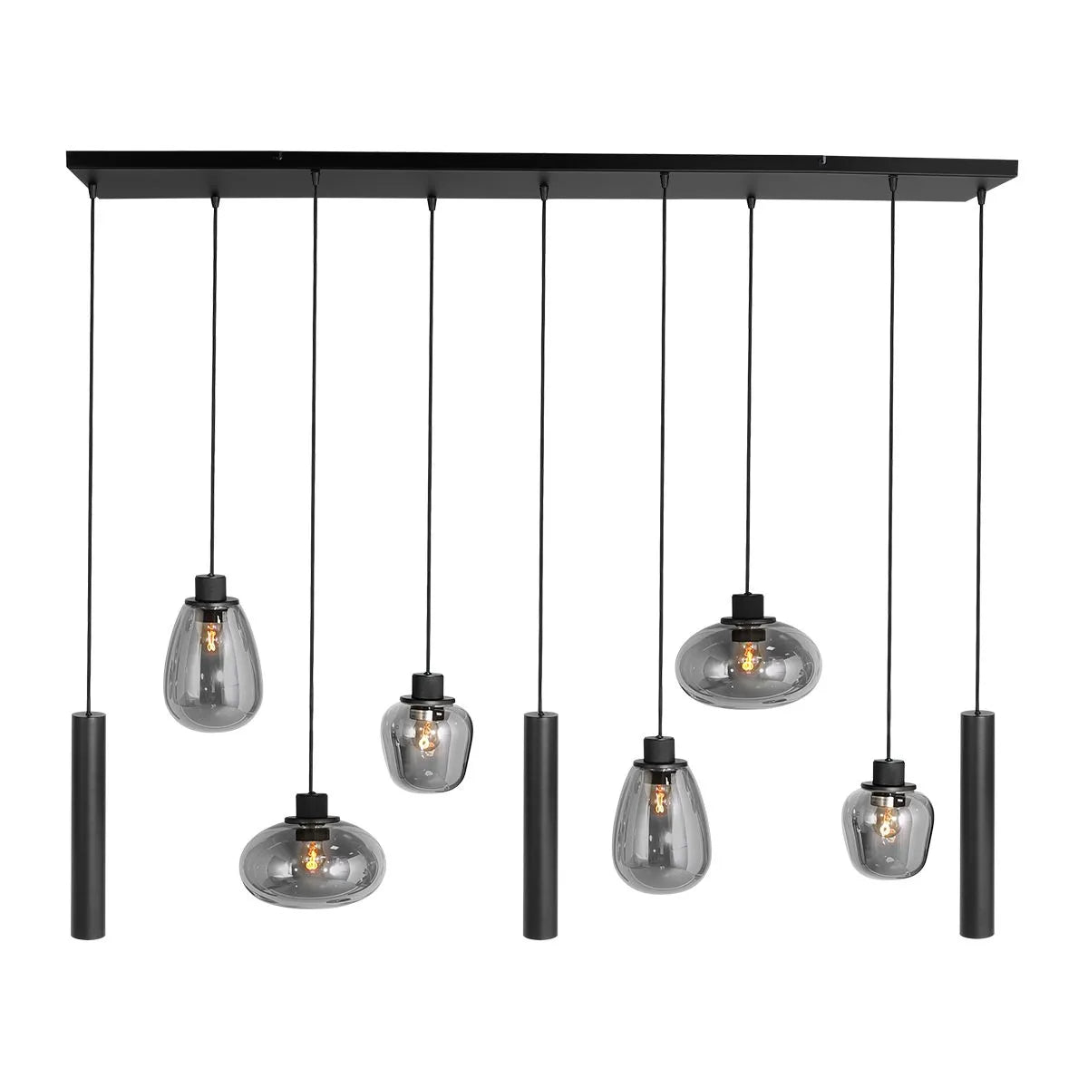 Hanglamp smoke met zwarte tubes 6xE27 3xGU10 253769ZW