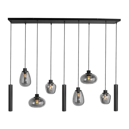 Hanglamp smoke met zwarte tubes 6xE27 3xGU10 253769ZW