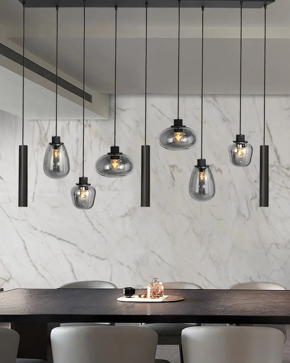 Hanglamp smoke met zwarte tubes 6xE27 3xGU10 253769ZW