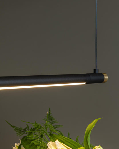 Strakke hanglamp Marnik 152cm zwart-goud