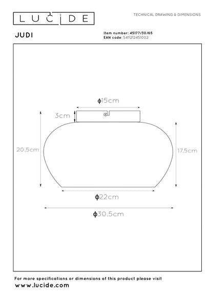 Plafondlamp Judi Smoke E27