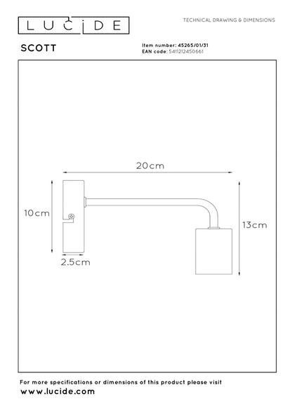 Wandlamp Scott wit E27