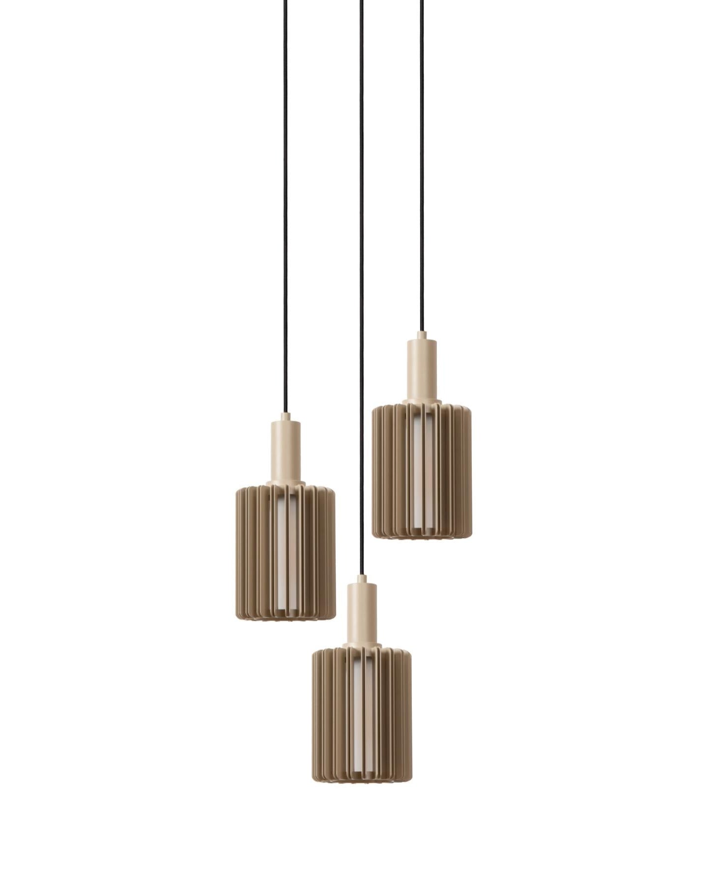 Hanglamp Lambres taupe 3-lichts 3xE27