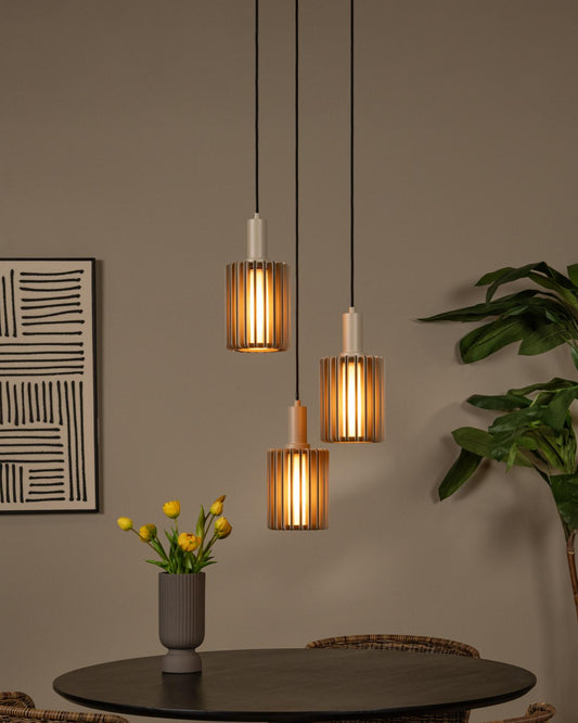 Hanglamp Lambres taupe 3-lichts 3xE27