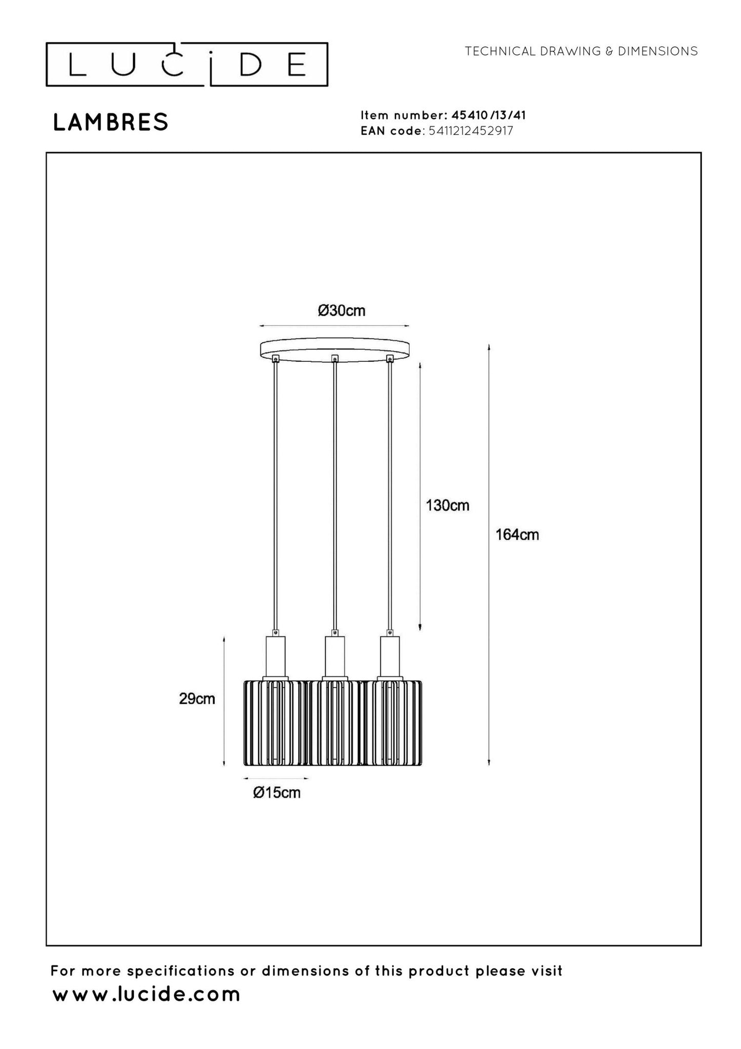 Hanglamp Lambres taupe 3-lichts 3xE27
