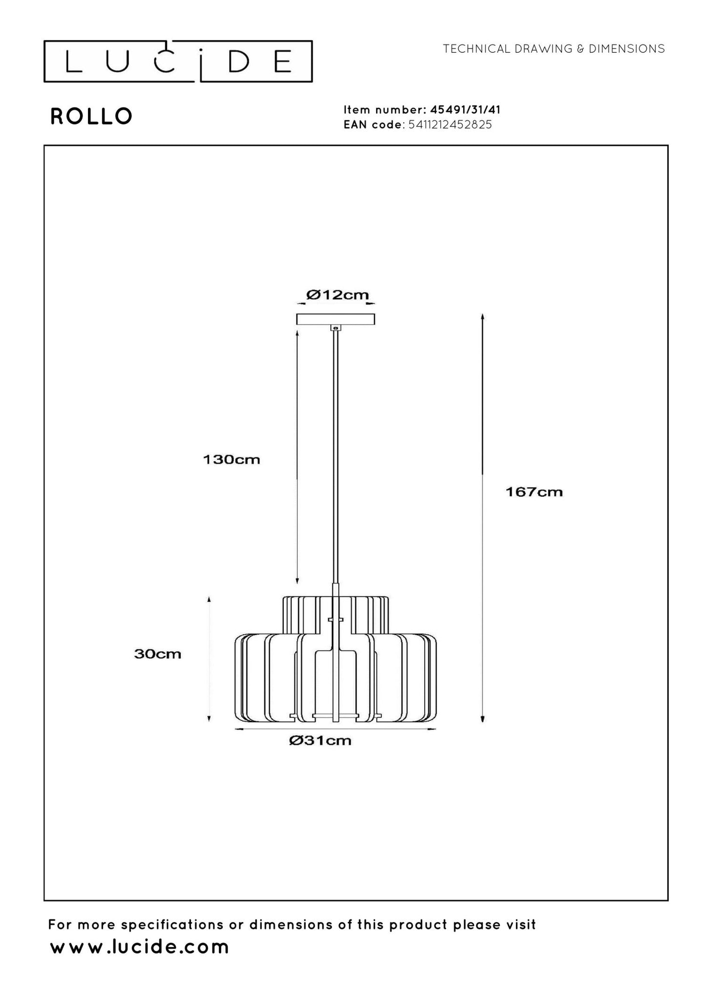 Hanglamp Rollo taupe 31cm E27