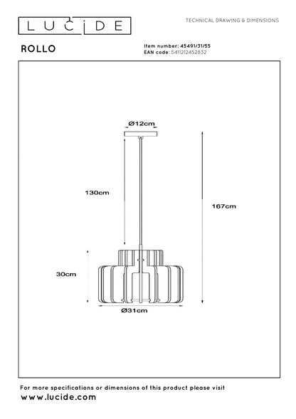 Hanglamp Rollo terra 31cm E27