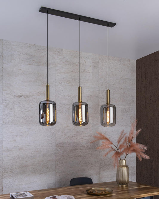 Hanglamp Joanet messing-smoke 3-lichts E27