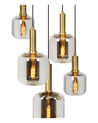 Hanglamp Joanet messing-smoke 5-lichts E27