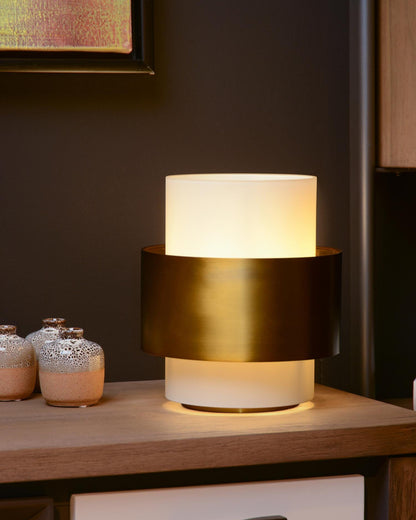 Tafellamp Firmin Messing-opaal glas E27