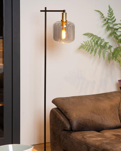 Vloerlamp Joanet zwart-goud E27