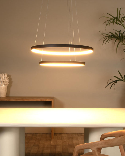 Hanglamp Vidal ringen 2-lichts zwart dimbaar