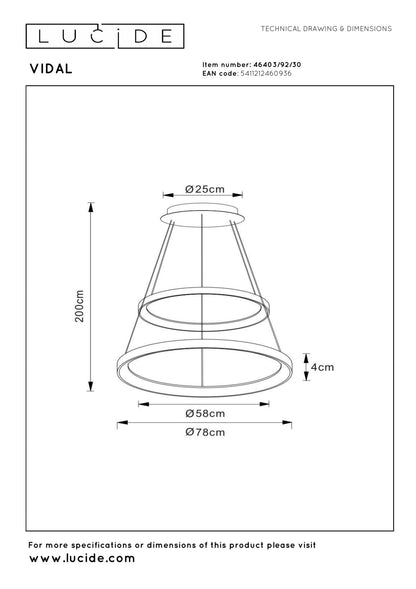 Hanglamp Vidal ringen 2-lichts zwart dimbaar