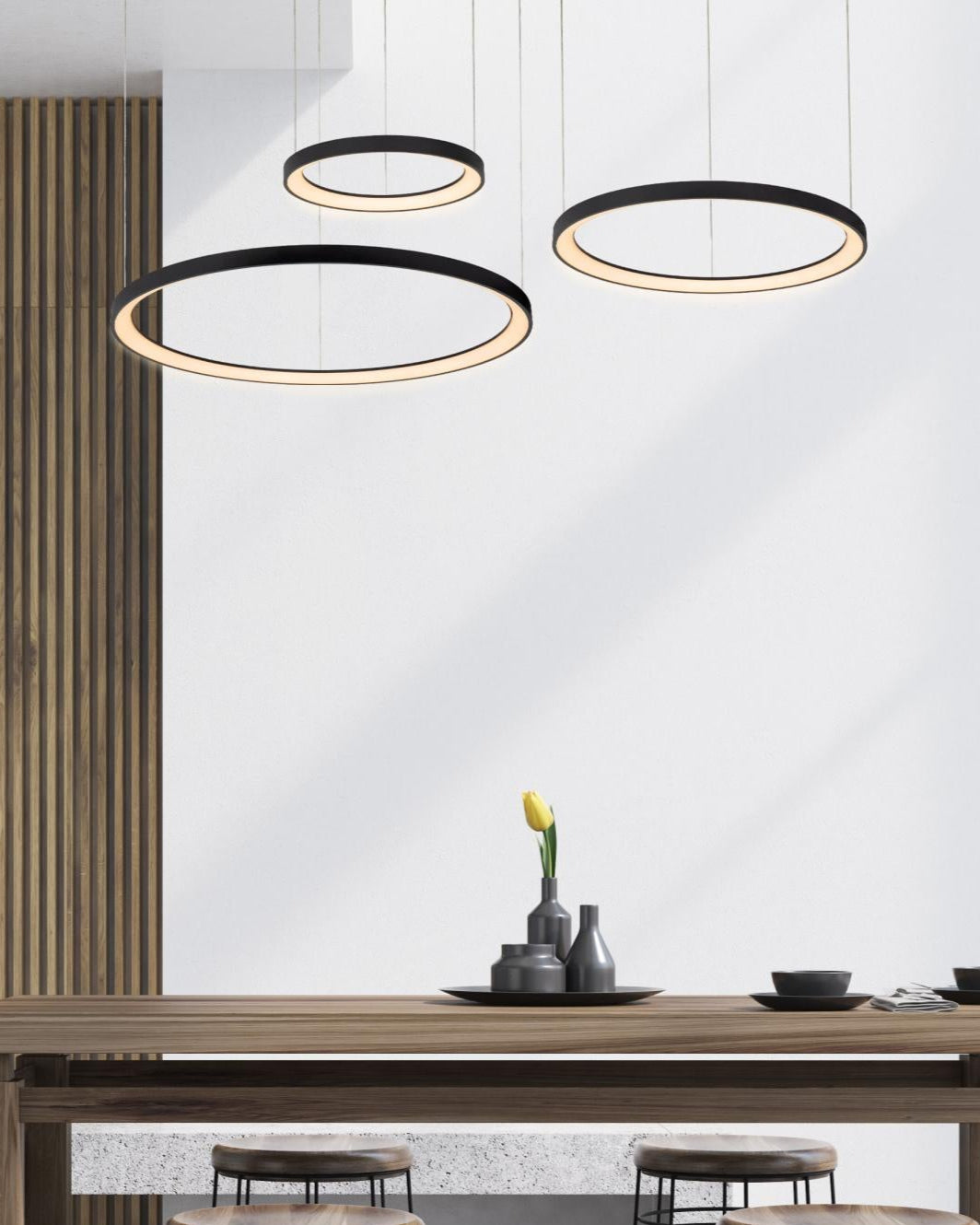 Hanglamp Vidal ringen 3-lichts zwart dimbaar