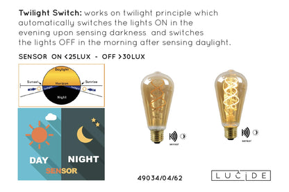 Lucide edison gold 4W dag- nacht sensor LED