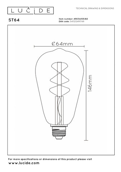 Lucide edison clear 4,9W E27 dimbaar LED