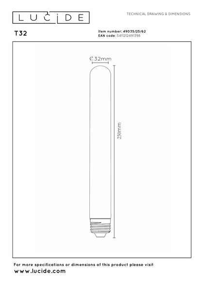 Lucide buislamp 25cm gold 4,9W E27 dimbaar LED