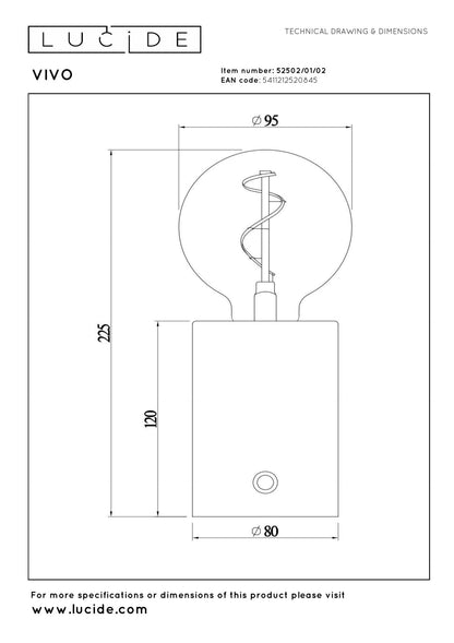 Tafellamp Vivo oplaadbaar messing