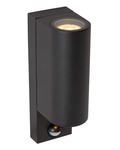 Wandlamp buiten Zaro rond bewegingssensor 2xGU10
