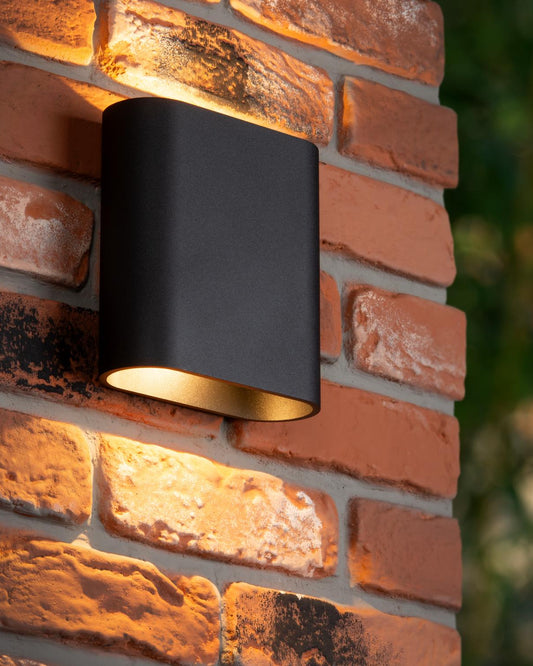 Wandlamp Atila buiten/badkamer ovaal zwart incl. LED