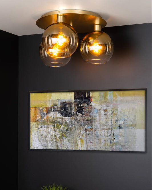Plafondlamp Marius messing 3xE27