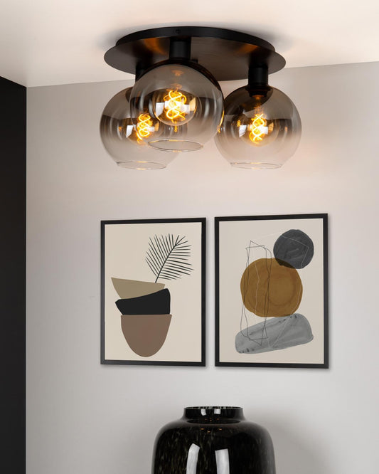 Plafondlamp Marius zwart 3xE27