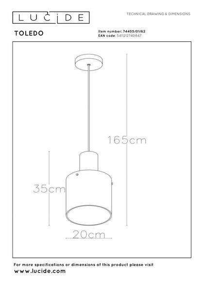 Hanglamp Toledo amber E27