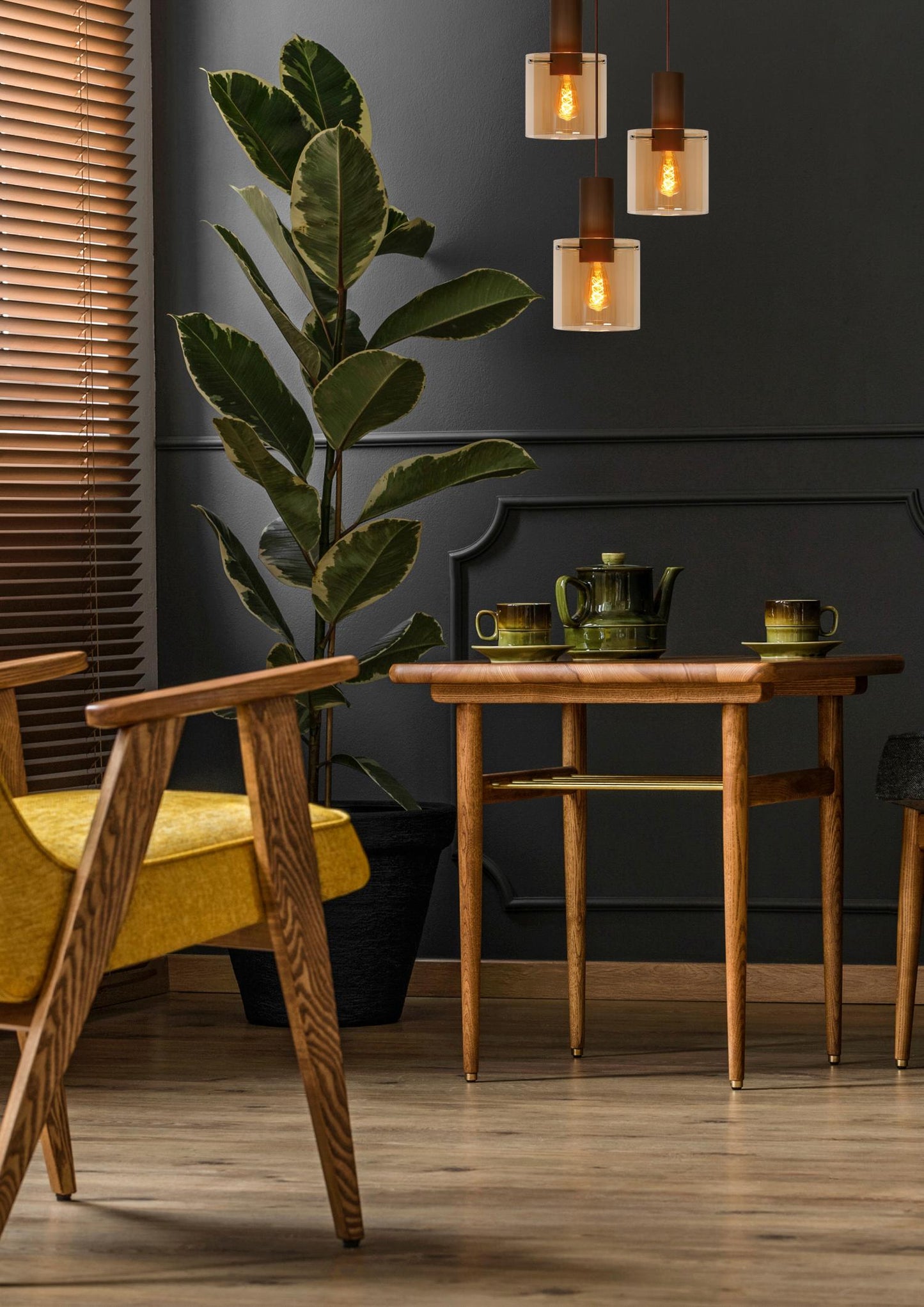 Hanglamp Toledo amber 3xE27