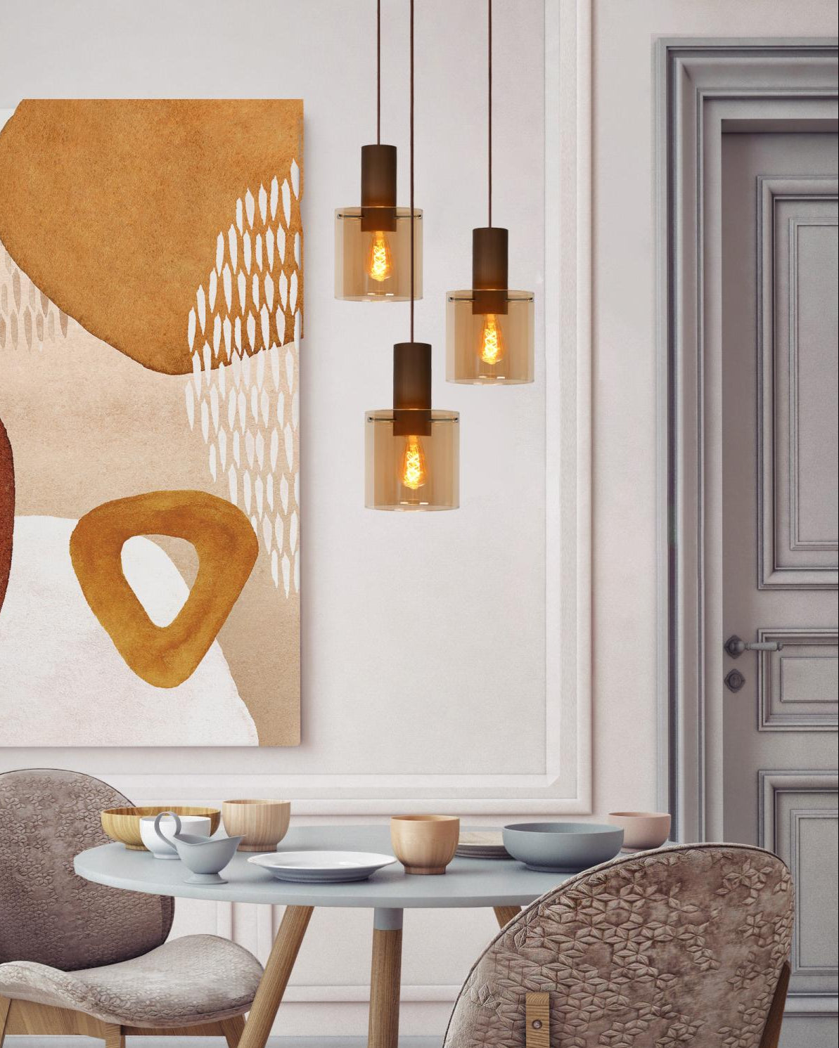 Hanglamp Toledo amber 3xE27