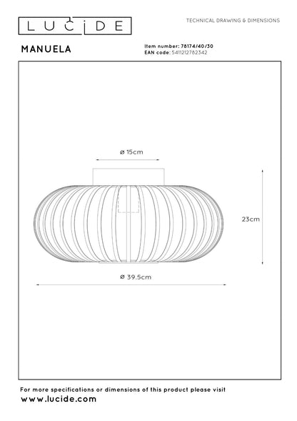 Plafondlamp Manuela zwart E27