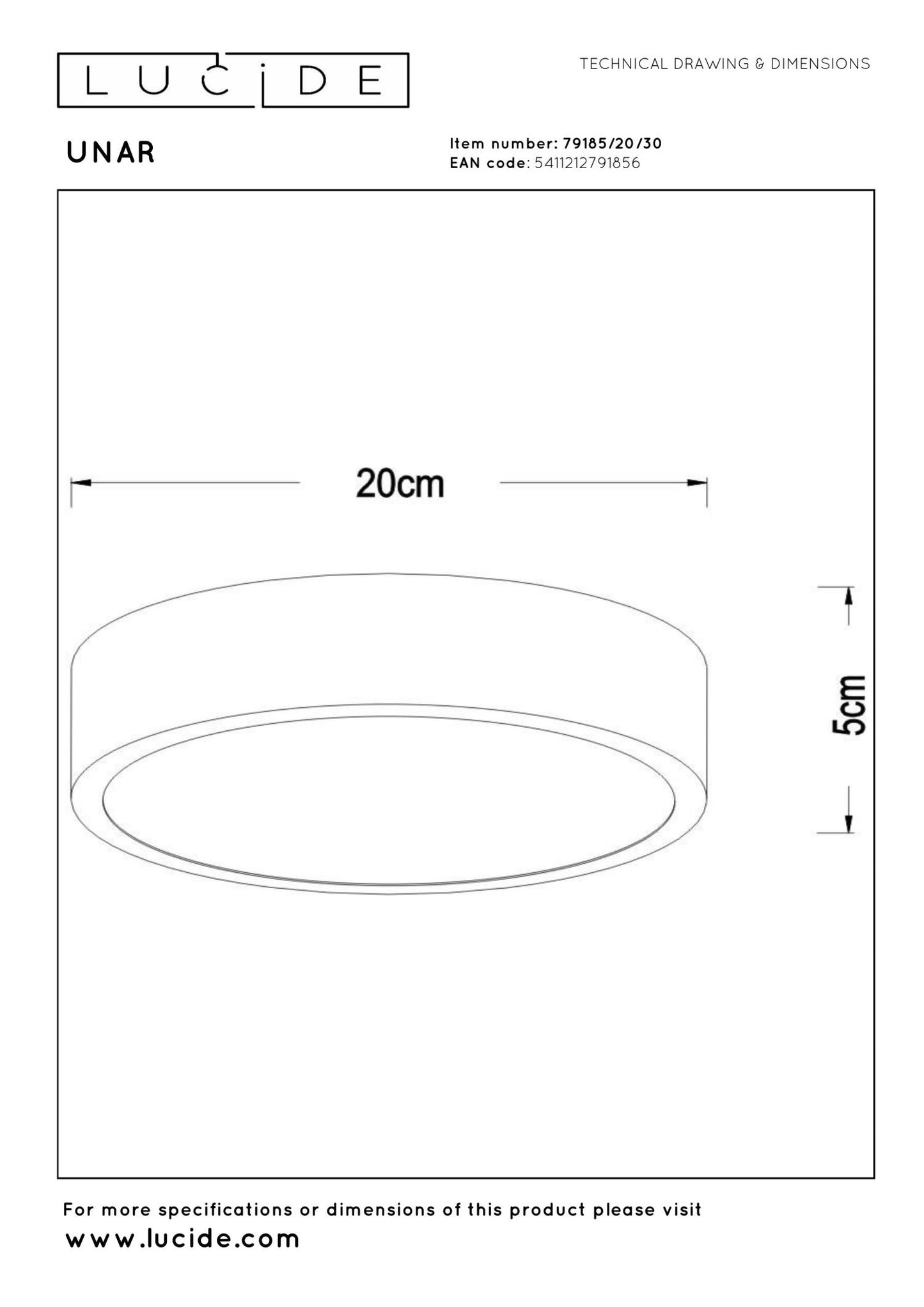 Plafondlamp Unar zwart XS incl. LED 3-standen